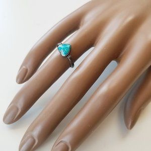 Jewelry - Turquoise Stone Chip Heart 925 Sterling Ring 6 Jewelry - Turquoise Stone Chip Heart 925 Sterling Ring 6